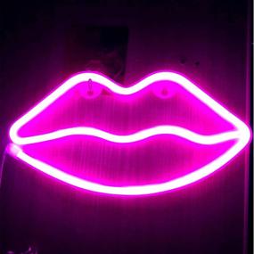 img 4 attached to 🎄 Pink Lips Neon Light Decoration Art for Christmas Party, Children's Room, Living Room, Bar, or Hotel - LED Novelty Sign for Wall and Table Décor