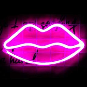 img 3 attached to 🎄 Pink Lips Neon Light Decoration Art for Christmas Party, Children's Room, Living Room, Bar, or Hotel - LED Novelty Sign for Wall and Table Décor