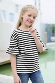 img 2 attached to GORLYA Ruffle Shoulder GOR1080 BlackStripe Girls' Clothing for Tops, Tees & Blouses