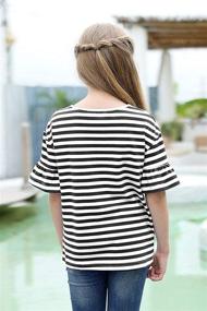 img 3 attached to GORLYA Ruffle Shoulder GOR1080 BlackStripe Girls' Clothing for Tops, Tees & Blouses