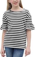 gorlya ruffle shoulder gor1080 blackstripe girls' clothing for tops, tees & blouses logo