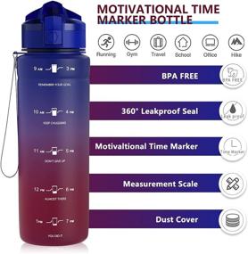 img 1 attached to ZOUNICH Tritan BPA Free Water Bottle with Time Marker - Stay Hydrated with Leakproof Motivational Sports Water Bottles for Fitness and Outdoor Activity