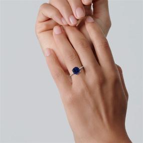 img 1 attached to 💎 Gem Stone King: 925 Sterling Silver Blue Created Sapphire Women Engagement Ring - Stunning 2.62 Ct Cushion Cut, Available in Multiple Sizes (5, 6, 7, 8, 9)