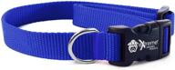 🐾 blue rugged nylon dog collar - heavy duty & adjustable - 3/4&#34; for necks 9&#34; to 28&#34; - durable buckle clip & no-snag comfort design logo