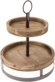 img 1 attached to Stylish Round Two Tiered Wood with Metal Accents - Enhance Your Décor