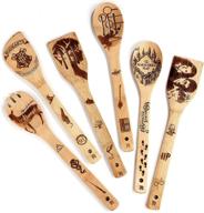 riveira organic wooden spoons for cooking utensils set - 6-piece magic wizard harry potter kitchen utensils gift: ideal spatulas for nonstick cookware - perfect gifts for cooking lovers! logo