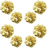 🎉 tim&amp;lin gold paper pom poms - party tissue paper flower balls - hanging decoration supplies - 10inch, 12inch - ideal for weddings, birthdays, and events - 12 pcs логотип