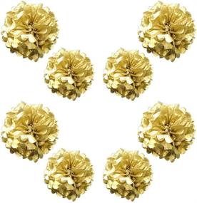 img 2 attached to 🎉 Tim&amp;Lin Gold Paper Pom Poms - Party Tissue Paper Flower Balls - Hanging Decoration Supplies - 10inch, 12inch - Ideal for Weddings, Birthdays, and Events - 12 PCS