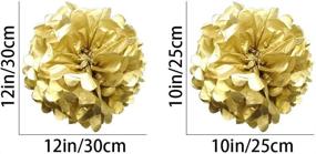 img 1 attached to 🎉 Tim&amp;Lin Gold Paper Pom Poms - Party Tissue Paper Flower Balls - Hanging Decoration Supplies - 10inch, 12inch - Ideal for Weddings, Birthdays, and Events - 12 PCS