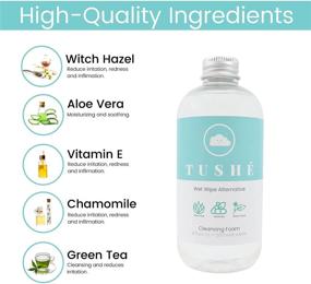 img 2 attached to 🧻 TUSHÉ: Toilet Paper Foam Refill Bottle - Aloe Vera, Witch Hazel, Vitamin E | 100% Flushable, Natural Ingredients | Eco-Friendly Wet Wipe Alternative, Unscented | 250ml (8.45 Fl Oz)