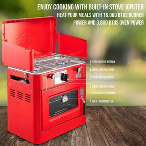 img 2 attached to 🏕️ Hike Crew Outdoor Gas Camping Oven w/Carry Bag - Portable Propane Stovetop & Oven, 2-Burner Cooktop, Auto Ignition, Safety Features & Built-In Thermometer