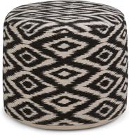 💺 stylish and versatile round pouf: simplihome kinney transitional pouf in patterned white and black cotton logo