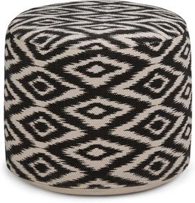 img 4 attached to 💺 Stylish and Versatile Round Pouf: SIMPLIHOME Kinney Transitional Pouf in Patterned White and Black Cotton