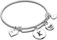 🌸 personalized initial bracelet with heart and flower charms for women and girls logo