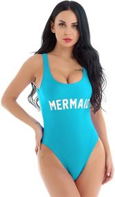 img 4 attached to YiZYiF Womens Mermaid Letter Swimsuits