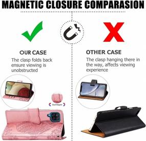 img 2 attached to 🦋 CMeka Galaxy A12 Wallet Case for Women - Magnetic Leather Case with 3D Butterfly Card Slots, Kickstand, Wrist Strap - Soft TPU Protection Flip Cover in Rose Gold for Samsung Galaxy A12 Phone