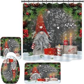 img 4 attached to Christmas Shower Curtain Set，Santa Bathroom