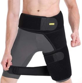 img 4 attached to Hip Brace with Lumber Belt - Thigh Support for Sciatica Relief, Groin Support - Adjustable Compression Sleeve for Hamstring Recovery, Pulled Injury, Strain, Tendonitis - Fits Men and Women