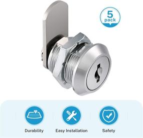 img 3 attached to 🔒 Kohree 5 Pack Cabinet Cam Lock Set with Keyed Alike 5/8 Inch Cylinder Locks - Secure File Drawers, Dressers, Mailboxes, RV Compartments, and Tool Boxes with Replacement Hardware - Chrome-Finish Zinc Alloy - Includes 10 Keys