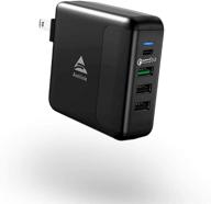 amlink 40w 7.4a 4-портовый usb-зарядное устройство для стены с складной вилкой - быстрая зарядка множественных устройствов для iphone, ipad, galaxy. логотип