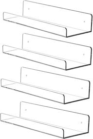 img 4 attached to Cq Acrylic 15-Inch Clear Invisible Floating Wall Ledge Shelf - Set of 4 | Wall Mounted Nursery Kids Bookshelf, Invisible Spice Rack, 5MM Thick Bathroom Storage Shelves Display Organizer