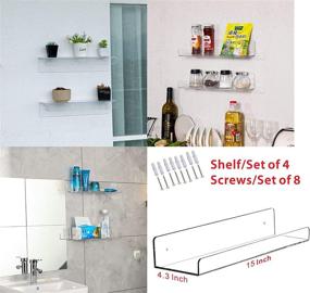img 3 attached to Cq Acrylic 15-Inch Clear Invisible Floating Wall Ledge Shelf - Set of 4 | Wall Mounted Nursery Kids Bookshelf, Invisible Spice Rack, 5MM Thick Bathroom Storage Shelves Display Organizer