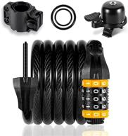 🔒 resettable 5-digit combination bike lock cable with mount for anti-theft, scooter lock, includes brass bike bells logo