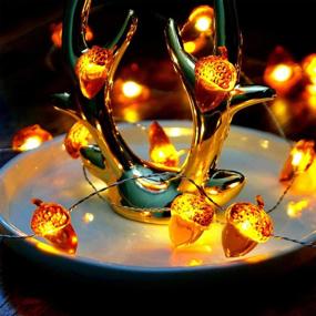 img 2 attached to 🍂 Premium BOHON LED Acorn String Lights: 10ft Battery Powered Fairy Lights with Remote for Autumn & Holiday Decor