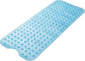 img 4 attached to 🛁 Non-Slip Bath Tub Mat with Suction Cups and Drain Holes: AmazerBath 40x16 Inches, Clear Blue, Machine Washable