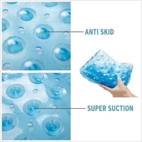 img 2 attached to 🛁 Non-Slip Bath Tub Mat with Suction Cups and Drain Holes: AmazerBath 40x16 Inches, Clear Blue, Machine Washable