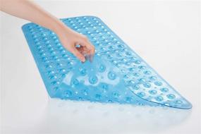 img 3 attached to 🛁 Non-Slip Bath Tub Mat with Suction Cups and Drain Holes: AmazerBath 40x16 Inches, Clear Blue, Machine Washable