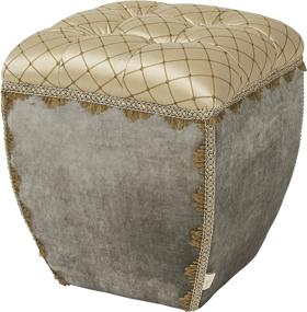 img 3 attached to 🔶 Jennifer Taylor Home Jan Collection: Modern Turk Cap Geometric Design Hand Tufted Square Ottoman with Decorative Trim and Embellishments - Multicolor/Brown/Gold