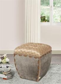 img 4 attached to 🔶 Jennifer Taylor Home Jan Collection: Modern Turk Cap Geometric Design Hand Tufted Square Ottoman with Decorative Trim and Embellishments - Multicolor/Brown/Gold