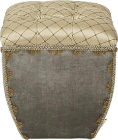 img 1 attached to 🔶 Jennifer Taylor Home Jan Collection: Modern Turk Cap Geometric Design Hand Tufted Square Ottoman with Decorative Trim and Embellishments - Multicolor/Brown/Gold