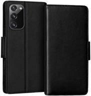 🔒 fyy wallet case for samsung galaxy note 20 6.7", genuine leather rfid blocking flip case with kickstand function and card slots, black logo