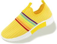 👟 tashm women's knitted mesh colorful striped shoes - ideal for work, breathable casual tennis, yoga slip on ladies athletic flats, soft walking footwear for women. logo