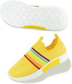 img 2 attached to 👟 TASHM Women's Knitted Mesh Colorful Striped Shoes - Ideal for Work, Breathable Casual Tennis, Yoga Slip On Ladies Athletic Flats, Soft Walking Footwear for Women.