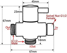 img 1 attached to 🚿 Universal 3-Way Bathroom Shower System Replacement Part - Brass Shower Arm Diverter Valve for Hand Held Showerhead and Fixed Spray Head, G 1/2 (Oil-Rubbed Bronze)