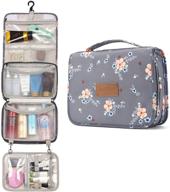 👜 gray large women's hanging travel toiletry bag for makeup, toiletries, cosmetics, brushes - water-resistant logo