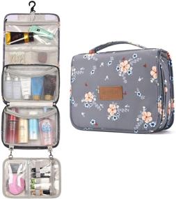 img 4 attached to 👜 Gray Large Women's Hanging Travel Toiletry Bag for Makeup, Toiletries, Cosmetics, Brushes - Water-Resistant