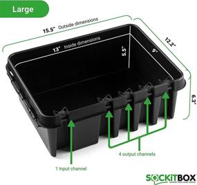 img 2 attached to 🧦 Black Large SOCKiTBOX – The Original Weatherproof Connection Box for Indoor & Outdoor Electrical Power Cord Enclosure – Ideal for Timers, Extension Cables, Reels, Transformers, Power Strips, Lights & Tools