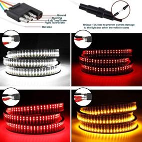 img 1 attached to 🚦 Waterproof Triple Row 60 Inch LED Tailgate Light Bar - 504 LED Truck Tail Light Strip for Pickups, Trailers, SUVs, RVs, Vans - with 4 Pin Flat Connector Wire - Turn Signal, Running, Brake, Reverse Light