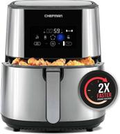 🍳 large air fryer max xl 8 qt by chefman: healthy cooking, user friendly, nonstick stainless steel, digital touch screen with 4 cooking functions, bpa-free, dishwasher safe basket, preheat & shake reminder логотип