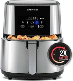 img 4 attached to 🍳 Large Air Fryer Max XL 8 Qt by CHEFMAN: Healthy Cooking, User Friendly, Nonstick Stainless Steel, Digital Touch Screen with 4 Cooking Functions, BPA-Free, Dishwasher Safe Basket, Preheat & Shake Reminder