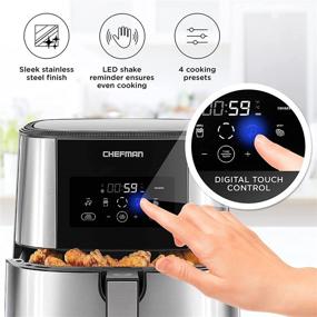 img 3 attached to 🍳 Large Air Fryer Max XL 8 Qt by CHEFMAN: Healthy Cooking, User Friendly, Nonstick Stainless Steel, Digital Touch Screen with 4 Cooking Functions, BPA-Free, Dishwasher Safe Basket, Preheat & Shake Reminder