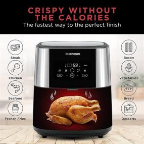 img 2 attached to 🍳 Large Air Fryer Max XL 8 Qt by CHEFMAN: Healthy Cooking, User Friendly, Nonstick Stainless Steel, Digital Touch Screen with 4 Cooking Functions, BPA-Free, Dishwasher Safe Basket, Preheat & Shake Reminder