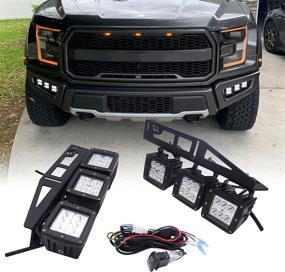 img 4 attached to Dasen LED Fog Work Light Pods & Front Bumper Mount Kit for 2017-2021 Ford SVT Raptor: Powerful 6x 24W Lights with Rocking Switch Wiring Kit