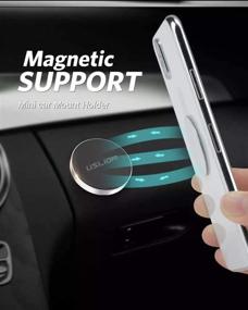 img 4 attached to Magnetic Silver Metal Car Cellphone Holder - Universal Mobile Phone Mount Stand