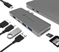 nov8tech usb c hub hdmi multiport 7in2 adapter for gray macbook pro & air - thunderbolt 3, 100w pd, 2x usb 3.0, sd/micro sd readers логотип