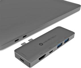 img 1 attached to NOV8Tech USB C Hub HDMI Multiport 7in2 Adapter for Gray MacBook Pro & Air - Thunderbolt 3, 100W PD, 2x USB 3.0, SD/Micro SD Readers